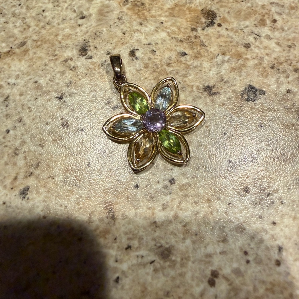 Gold Plated Sterling Silver Flower Pendant and chain